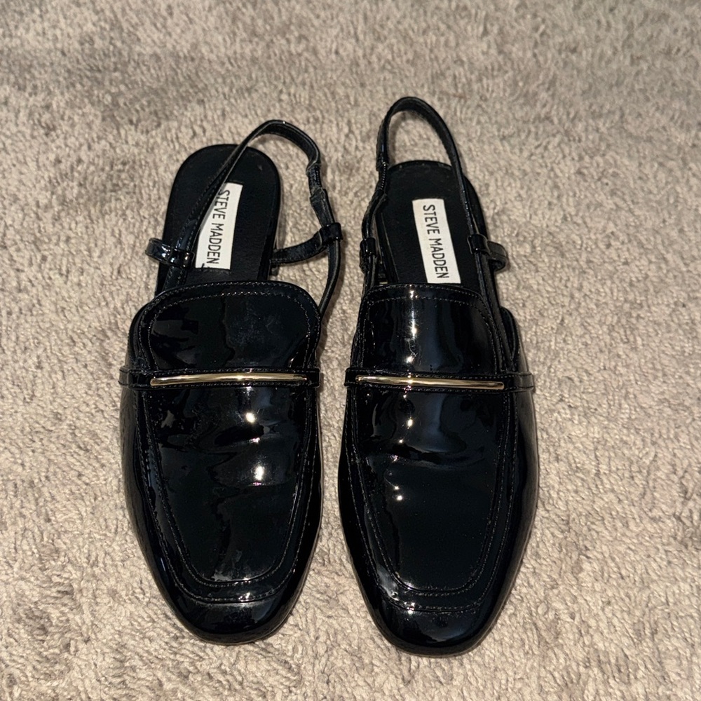 Steve Madden Glossy Black Slingback Loafers